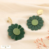Boucles d’oreilles méga marguerite acier acrylique 0325526 vert foncé