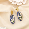 Boucles d’oreilles acier résine effet céramique 0325512 bleu foncé