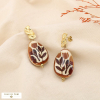 Boucles d’oreilles acier résine effet porcelaine 0325513 marron