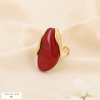 Bague ajustable acier résine marbré effet pierre 0425514 rouge bordeaux