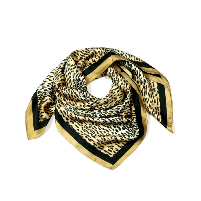 Carré satin motif léopard polyester 0725512 marron