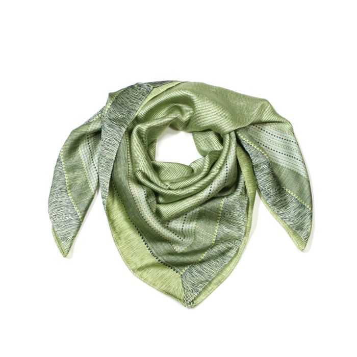 Carré satin vert imprimé graphique polyester 0725518 vert
