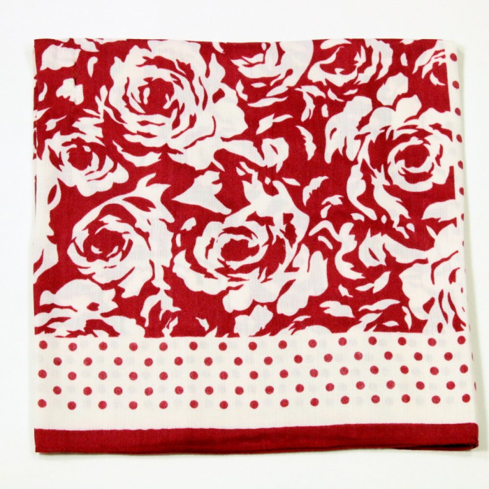 Carré à chevrons imprimé floral pois roses polyester 0725516 rouge bordeaux