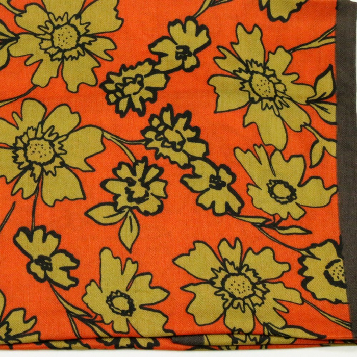 Carré à chevrons motif fleur polyester 0725521 orange foncé