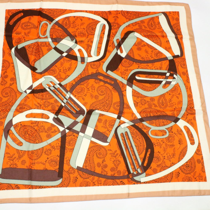 Carré à chevrons motif étrier bandana polyester 0725523 orange foncé