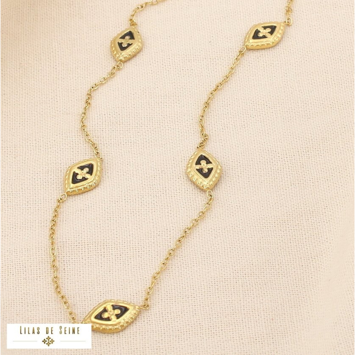 Collier acier inoxydable oeil émail 0125524 noir