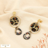 Boucles d’oreilles acier inoxydable résine léopard 0325562 marron