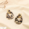 Boucles d’oreilles acier inoxydable résine léopard 0325564 naturel/beige