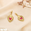 Charm breloque cœur sacré ex-voto acier inox. émail 0625511 doré