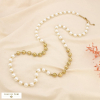 Collier sautoir perles acier inoxydable acrylique 0125512 doré