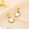 Boucles d’oreilles cœur baroque acier inox acrylique 0325521 blanc