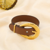 Bracelet manchette design ceinture acier synthétique 0225514 marron