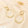 Boucles d’oreilles acier anneau martelé boule lisse 0325546 doré