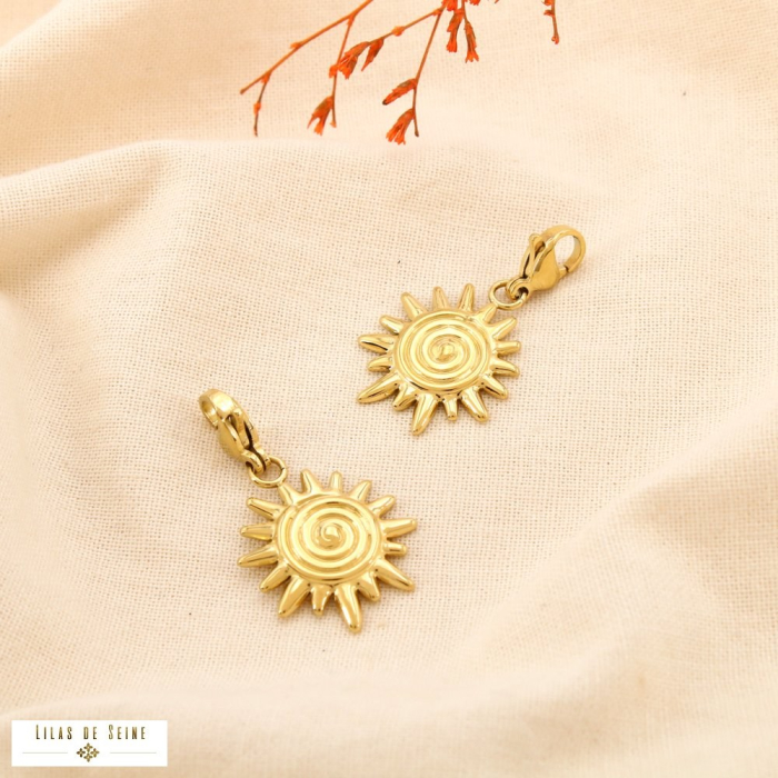 Breloque charm soleil acier inoxydable 0625512 doré