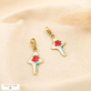 Breloque charm acier croix rose style céramique 0625523 doré