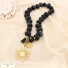 Collier acier résine marbré soleil marguerite 0125534 noir
