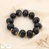 Bracelet élastique acier grosse boule résine marbré 0225518 noir