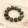 Bracelet élastique acier grosse boule résine marbré 0225518 vert kaki