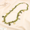 Collier marbré acier acrylique cristal charm fleur 0125536 vert kaki