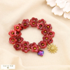 Bracelet élastique acier acrylique cristal fleur 0225520 rouge bordeaux