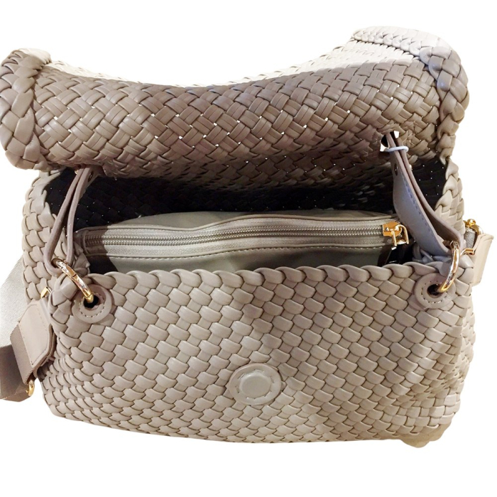 Sac porté épaule simili-cuir tressé 0925515 taupe