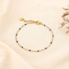Bracelet chapelet billes émaillées minimaliste acier inox 0224120 bleu
