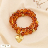 Bracelet élastique 3 rangs acier acrylique cœur 0225515 marron