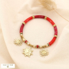 Bracelet élastique acier acrylique breloque soleil 0225537 rouge bordeaux
