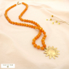 Collier sautoir acier acrylique marbré soleil 0125532 orange
