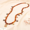 Collier acier acrylique marbré abeille astral coeur 0125530 marron