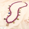 Collier acier acrylique marbré abeille astral coeur 0125530 violet