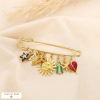 Broche épingle acier émail soleil étoile cœur ange 0525501 multi