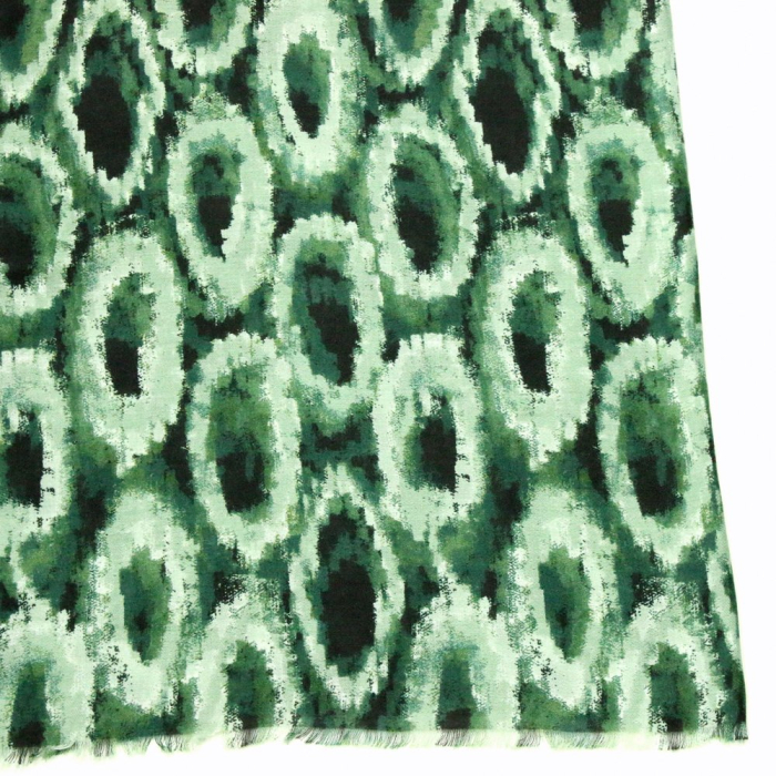 Foulard imprimé abstrait motif ovale viscose coton 0725502 vert