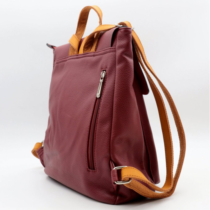 Sac à dos Flora&Co simili-cuir grainé 0924010 rouge bordeaux