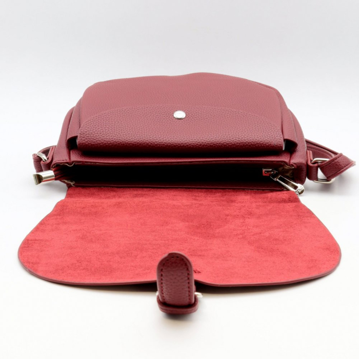 Sac à bandoulière Flora&Co simili-cuir grainé 0925522 rouge bordeaux