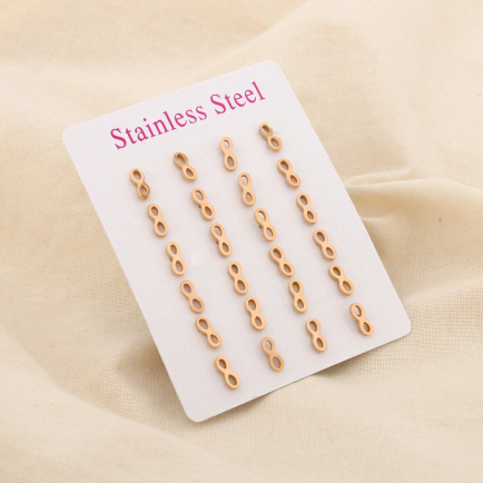 12 paires de puce d'oreilles infini acier inoxydable 0319524 doré rose