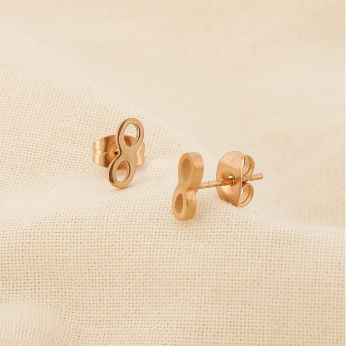12 paires de puce d'oreilles infini acier inoxydable 0319524 doré rose
