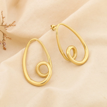 Boucles d’oreilles acier inoxydable spiralé goutte 0325571 doré