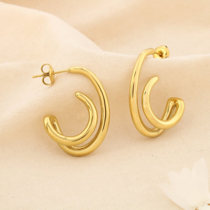 Boucles d’oreilles acier inoxydable sculptural 0325573 doré