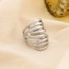 Bague acier inox multi-rangs ajouré contemporain 0425536 argenté