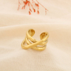 Bague acier inoxydable ajouré entrelacé contemporain 0425539 doré