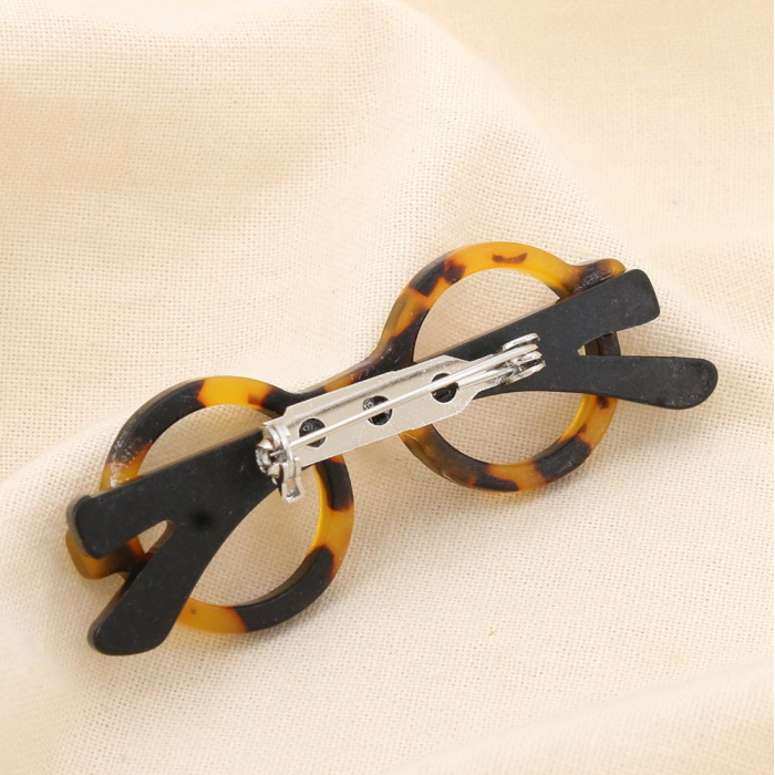 Broche lunettes résine marbré épingle métal 0525512 naturel/beige