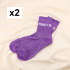 2 paires chaussettes à paillettes message POULETTE 0625536 violet