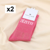 2 paires chaussettes à paillettes message ZÉZETTE 0625540 rose