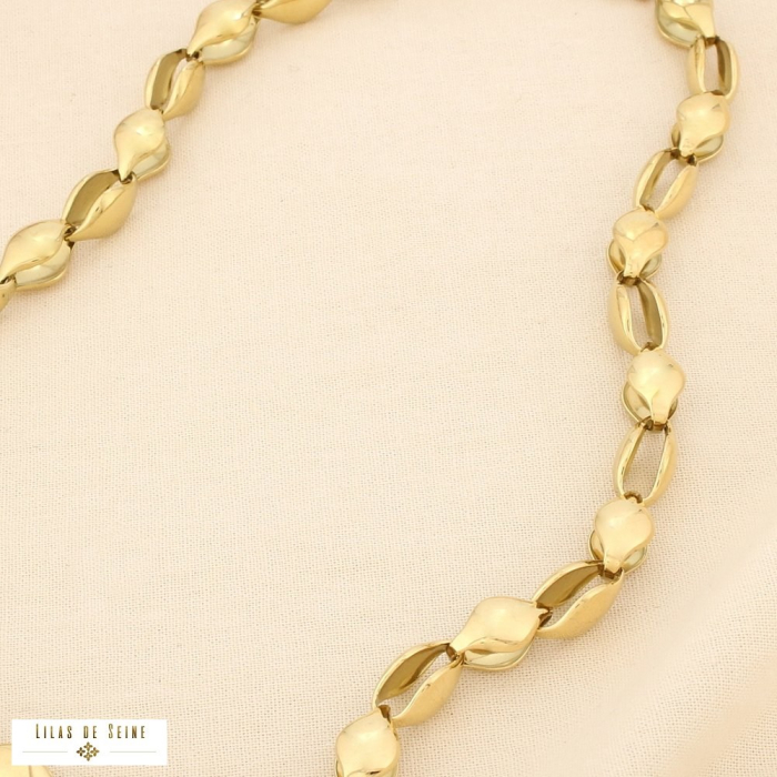 Collier acier inoxydable maillons design intemporelle 0125519 doré