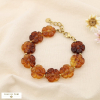 Bracelet fleurs acier inoxydable résine marbré 0225519 marron