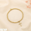 Bracelet élastique croix bille acier inox strass 0225565 doré