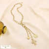 Collier acier inoxydable strass croix médaille cœur 0125522 doré