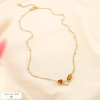 Collier acier inoxydable cristal coeur chaîne bille 0125549 marron