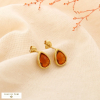 Boucles d’oreilles acier cristal minimaliste goutte 0325550 marron